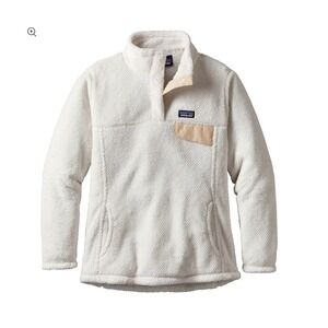 Patagonia Re-Tool Snap-T Fleece Pullover Medium Beige White Polartec Womens